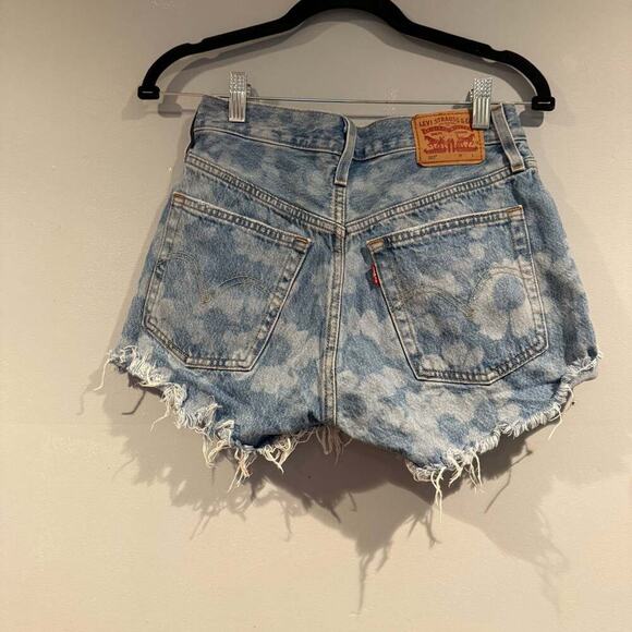 Levi's 501 Floral Print Frayed Denim Cutoff Shorts - Picture 4 of 4